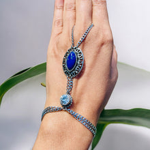 Load image into Gallery viewer, AVRILLE- Blue and Silver Finger/ Ring Bracelet
