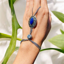 Load image into Gallery viewer, AVRILLE- Blue and Silver Finger/ Ring Bracelet
