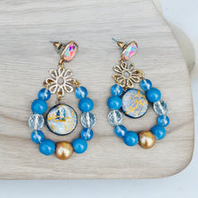 Load image into Gallery viewer, BRYNN- Blue Multi colored Tear Drop Earrings
