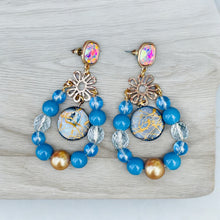 Load image into Gallery viewer, BRYNN- Blue Multi colored Tear Drop Earrings
