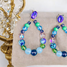 Load image into Gallery viewer, SURIAH - Blue and Green Wire wrapped Beaded Tear Drop Earrings
