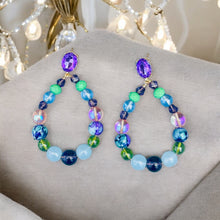 Load image into Gallery viewer, SURIAH - Blue and Green Wire wrapped Beaded Tear Drop Earrings
