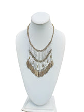 Load image into Gallery viewer, ARIALLA- White and Gold Beaded Fringe Necklace
