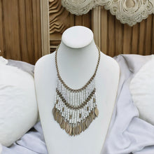 Load image into Gallery viewer, ARIALLA- White and Gold Beaded Fringe Necklace
