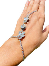 Load image into Gallery viewer, JAZLYN- Silver and Crystal Finger/ Ring Bracelet
