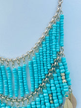 Load image into Gallery viewer, AGATHA- Turquoise and Gold Beaded Fringe Necklace
