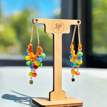 Load image into Gallery viewer, ALEEMA- Orange and Gold Rainbow Beaded Crochet Hoop Earrings
