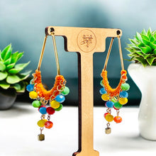 Load image into Gallery viewer, ALEEMA- Orange and Gold Rainbow Beaded Crochet Hoop Earrings
