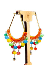 Load image into Gallery viewer, ALEEMA- Orange and Gold Rainbow Beaded Crochet Hoop Earrings
