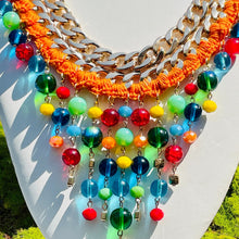 Load image into Gallery viewer, AMEENA- Orange and Gold Multi colored Beaded Crochet Necklace
