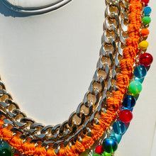 Load image into Gallery viewer, AMEENA- Orange and Gold Multi colored Beaded Crochet Necklace
