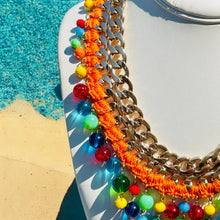 Load image into Gallery viewer, AMEENA- Orange and Gold Multi colored Beaded Crochet Necklace
