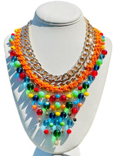 Load image into Gallery viewer, AMEENA- Orange and Gold Multi colored Beaded Crochet Necklace
