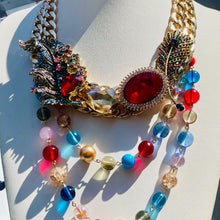 Load image into Gallery viewer, TESSA-  Red and Gold Multi Strand Statement Necklace
