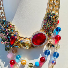 Load image into Gallery viewer, TESSA-  Red and Gold Multi Strand Statement Necklace
