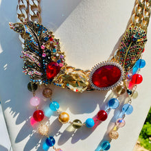 Load image into Gallery viewer, TESSA-  Red and Gold Multi Strand Statement Necklace
