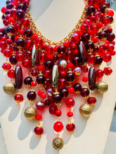 Load image into Gallery viewer, UNIQUE- Red Beaded Statement Necklace
