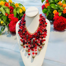 Load image into Gallery viewer, UNIQUE- Red Beaded Statement Necklace
