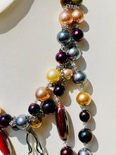 Load image into Gallery viewer, PAVEENA- Gold, Gray and Brown Multi strand Beaded Necklace
