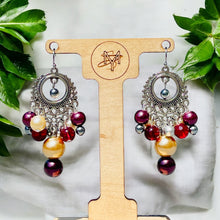 Load image into Gallery viewer, Magenta and Gray Earrings, Chandelier Earrings
