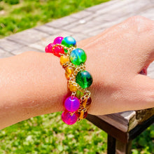 Load image into Gallery viewer, KEHLANI- Pink and Green Multicolored Beaded Braided Bracelet
