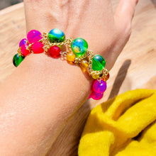 Load image into Gallery viewer, KEHLANI- Pink and Green Multicolored Beaded Braided Bracelet
