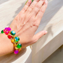 Load image into Gallery viewer, KEHLANI- Pink and Green Multicolored Beaded Braided Bracelet
