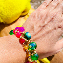 Load image into Gallery viewer, KEHLANI- Pink and Green Multicolored Beaded Braided Bracelet
