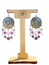 Load image into Gallery viewer, RAYLA- Pink and Purple Multi colored Beaded Chandelier Earrings
