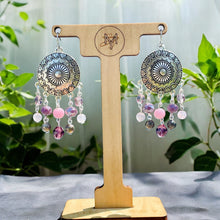 Load image into Gallery viewer, RAYLA- Pink and Purple Multi colored Beaded Chandelier Earrings
