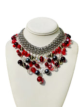 Load image into Gallery viewer, CHANDINIE- Red and Silver Multi colored Beaded Choker Necklace
