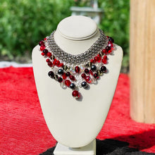 Load image into Gallery viewer, CHANDINIE- Red and Silver Multi colored Beaded Choker Necklace
