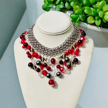 Load image into Gallery viewer, Red and Silver Choker Necklace, Choker Necklace
