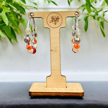 Load image into Gallery viewer, BRIA- Orange and Brown Silver Multi-colored Beaded Wire-wrapped Hoop Earrings
