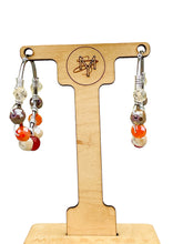 Load image into Gallery viewer, BRIA- Orange and Brown Silver Multi-colored Beaded Wire-wrapped Hoop Earrings
