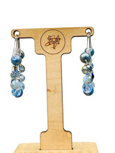 Load image into Gallery viewer, CALIA- Blue and Brown Silver Multi-colored Beaded Wire-wrapped Hoop Earrings
