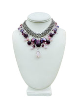 Load image into Gallery viewer, TEENESHA- Purple and Silver Multi colored Beaded Choker Necklace
