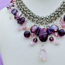 Load image into Gallery viewer, TEENESHA- Purple and Silver Multi colored Beaded Choker Necklace
