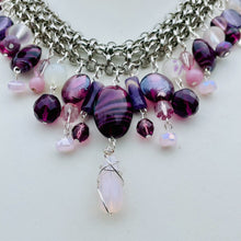 Load image into Gallery viewer, TEENESHA- Purple and Silver Multi colored Beaded Choker Necklace
