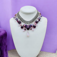 Load image into Gallery viewer, TEENESHA- Purple and Silver Multi colored Beaded Choker Necklace
