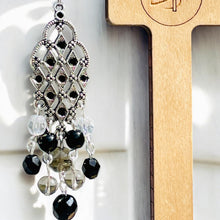 Load image into Gallery viewer, JAYLEEN- Black and Silver Beaded Chandelier Earrings
