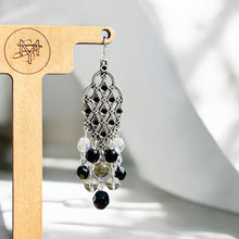 Load image into Gallery viewer, JAYLEEN- Black and Silver Beaded Chandelier Earrings
