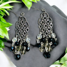 Load image into Gallery viewer, JAYLEEN- Black and Silver Beaded Chandelier Earrings
