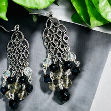 Load image into Gallery viewer, JAYLEEN- Black and Silver Beaded Chandelier Earrings
