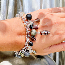 Load image into Gallery viewer, ELIANNA- Black and Silver Beaded Charm Bracelet
