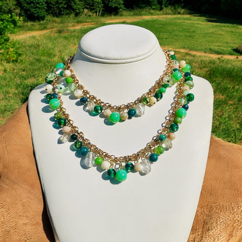 Green Multicolor Beaded Necklace