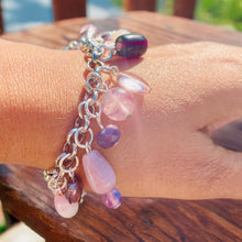 Load image into Gallery viewer, RENA- Purple and Pink Multi color Beaded Charm Bracelet
