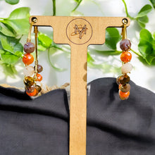 Load image into Gallery viewer, DINA- Orange and Brown Gold Multi-colored Beaded Wire-wrapped Hoop Earrings
