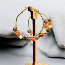 Load image into Gallery viewer, Orange and Brown Hoop Earrings
