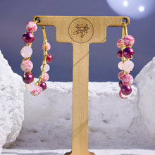 Load image into Gallery viewer, ZARIA- Pink and Magenta Multi-colored Beaded Wire-wrapped Hoop Earrings
